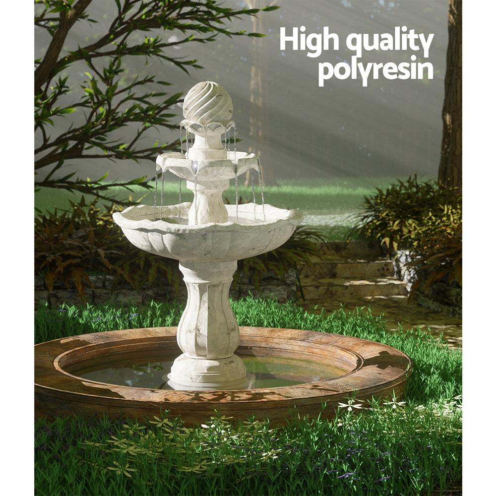 Buy Gardeon Solar Water Feature 3-Tier Fountain with Pump Kit Bird Bath 93CM Ivory discounted | Products On Sale Australia