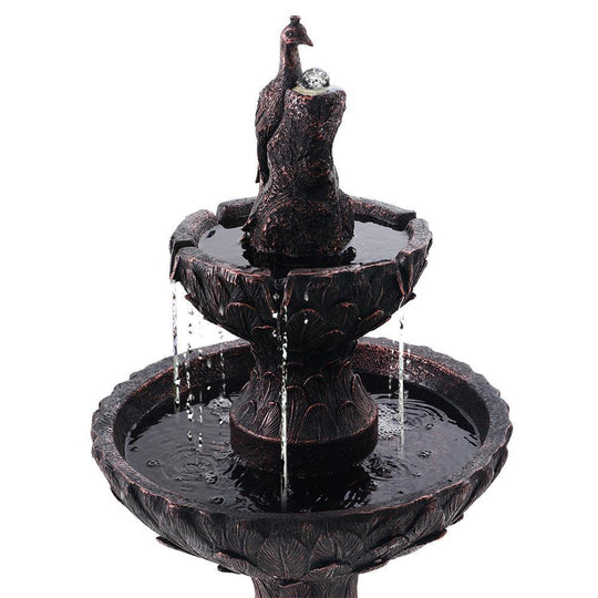 Buy Gardeon Solar Water Feature Tier Fountain with Pump Kit Bird Bath 106CM Peacock discounted | Products On Sale Australia