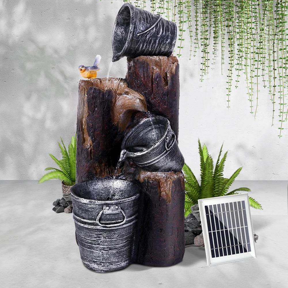 Buy Gardeon Solar Water Feature with LED Lights 3-Tier Buckets 76cm discounted | Products On Sale Australia
