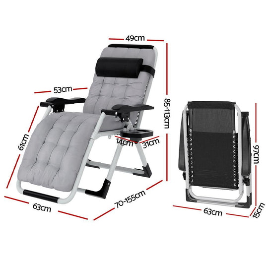 Buy Gardeon Sun Lounge Folding Lounger Camping Zero Gravity Chair Outdoor Furniture discounted | Products On Sale Australia