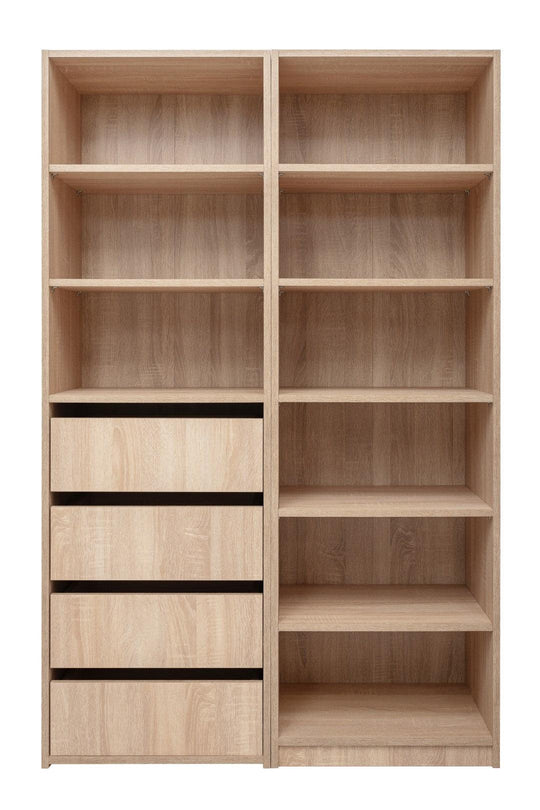 Buy GENEVA THREE SHELF/FOUR DRAWER BUILT IN WARDROBE - CLASSIC - NATURAL OAK discounted | Products On Sale Australia