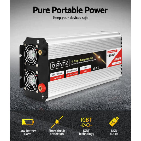 Buy Giantz 1500W Puresine Wave DC-AC Power Inverter discounted | Products On Sale Australia