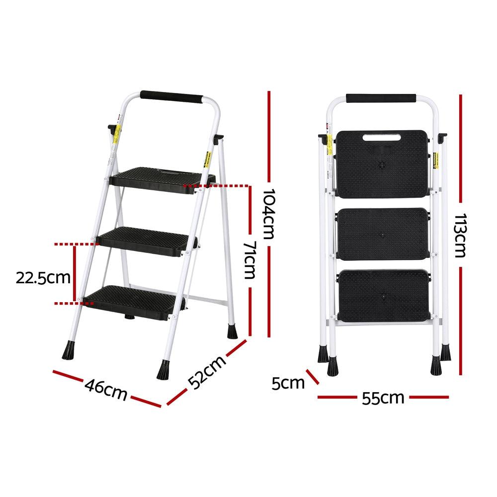 Buy Giantz 3 Step Ladder Multi-Purpose Folding Steel Light Weight Platform discounted | Products On Sale Australia