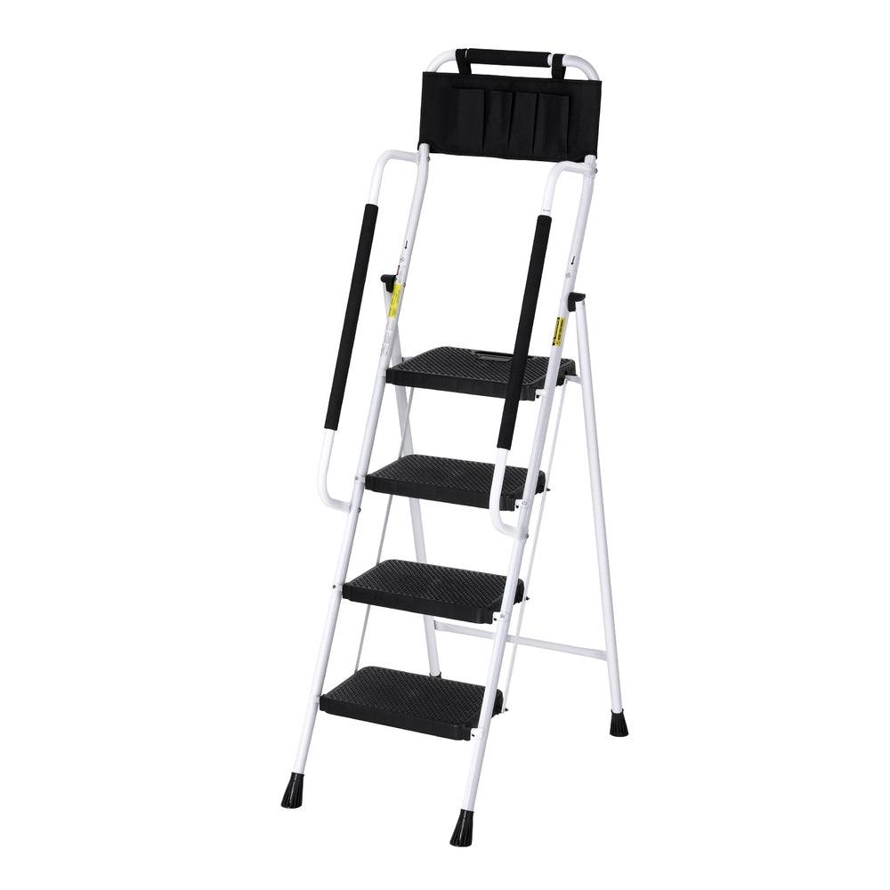 Buy Giantz 4 Step Ladder Multi-Purpose Folding Steel Platform Tool Bag Handrails discounted | Products On Sale Australia