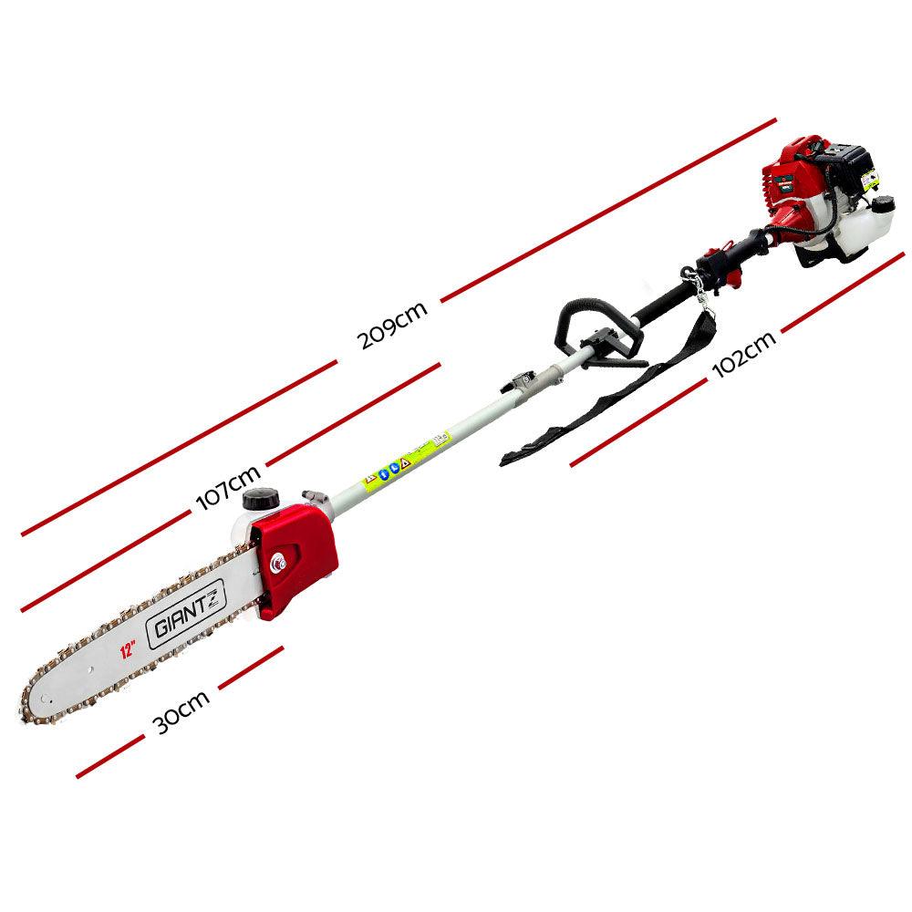 Buy Giantz 62CC Pole Chainsaw Hedge Trimmer Brush Cutter Whipper Snipper Saw 9-in-1 discounted | Products On Sale Australia