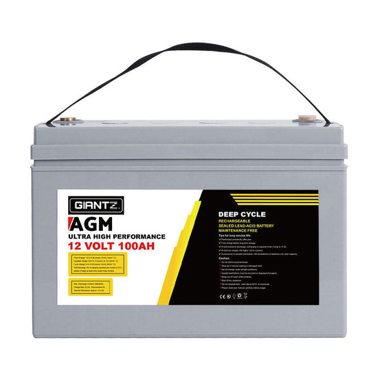 Buy Giantz AGM Deep Cycle Battery 12V 100Ah x2 Box Portable Solar Caravan Camping discounted | Products On Sale Australia