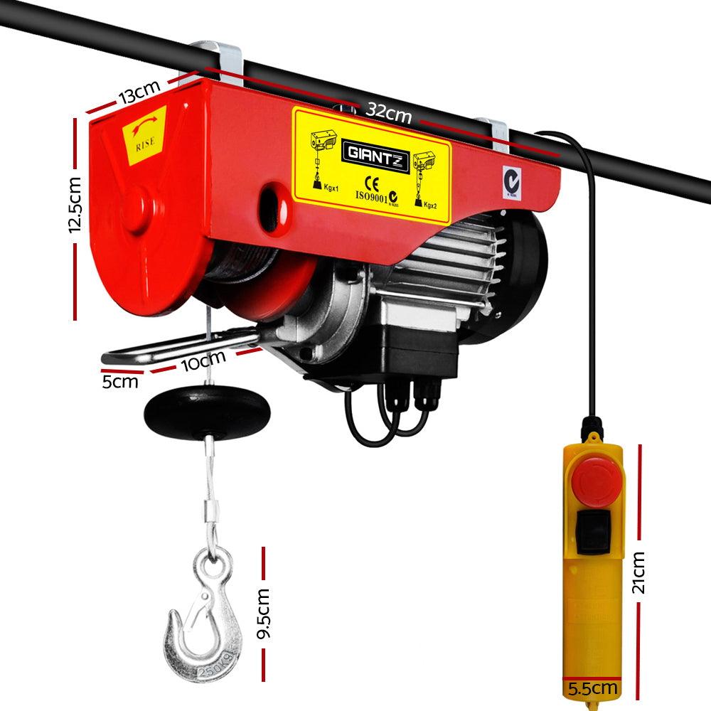 Buy Giantz Electric Hoist Winch 125/250KG Cable 18M Rope Tool Remote Chain Lifting discounted | Products On Sale Australia