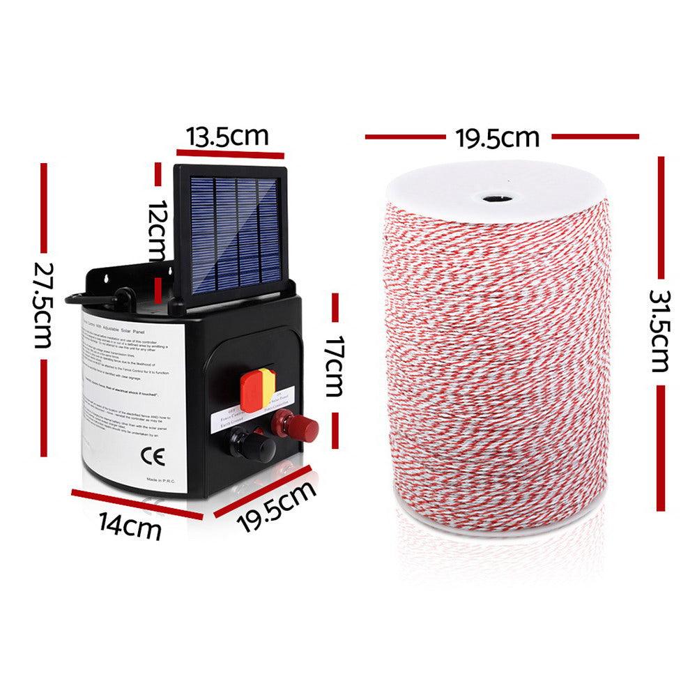 Buy Giantz Fence Energiser 3KM Solar Powered Electric 2KM Poly Wire discounted | Products On Sale Australia