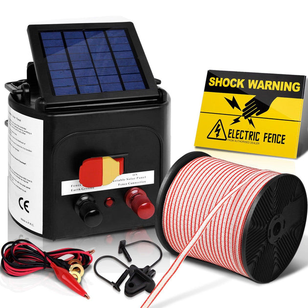 Buy Giantz Fence Energiser 3KM Solar Powered Electric 400M Poly Tape Insulator discounted | Products On Sale Australia