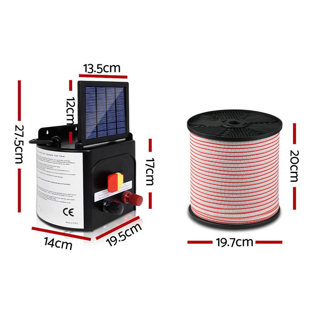 Buy Giantz Fence Energiser 3KM Solar Powered Electric 400M Poly Tape Insulator discounted | Products On Sale Australia