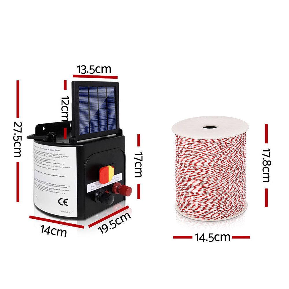 Buy Giantz Fence Energiser 3KM Solar Powered Electric 500M Poly Wire Insulator discounted | Products On Sale Australia