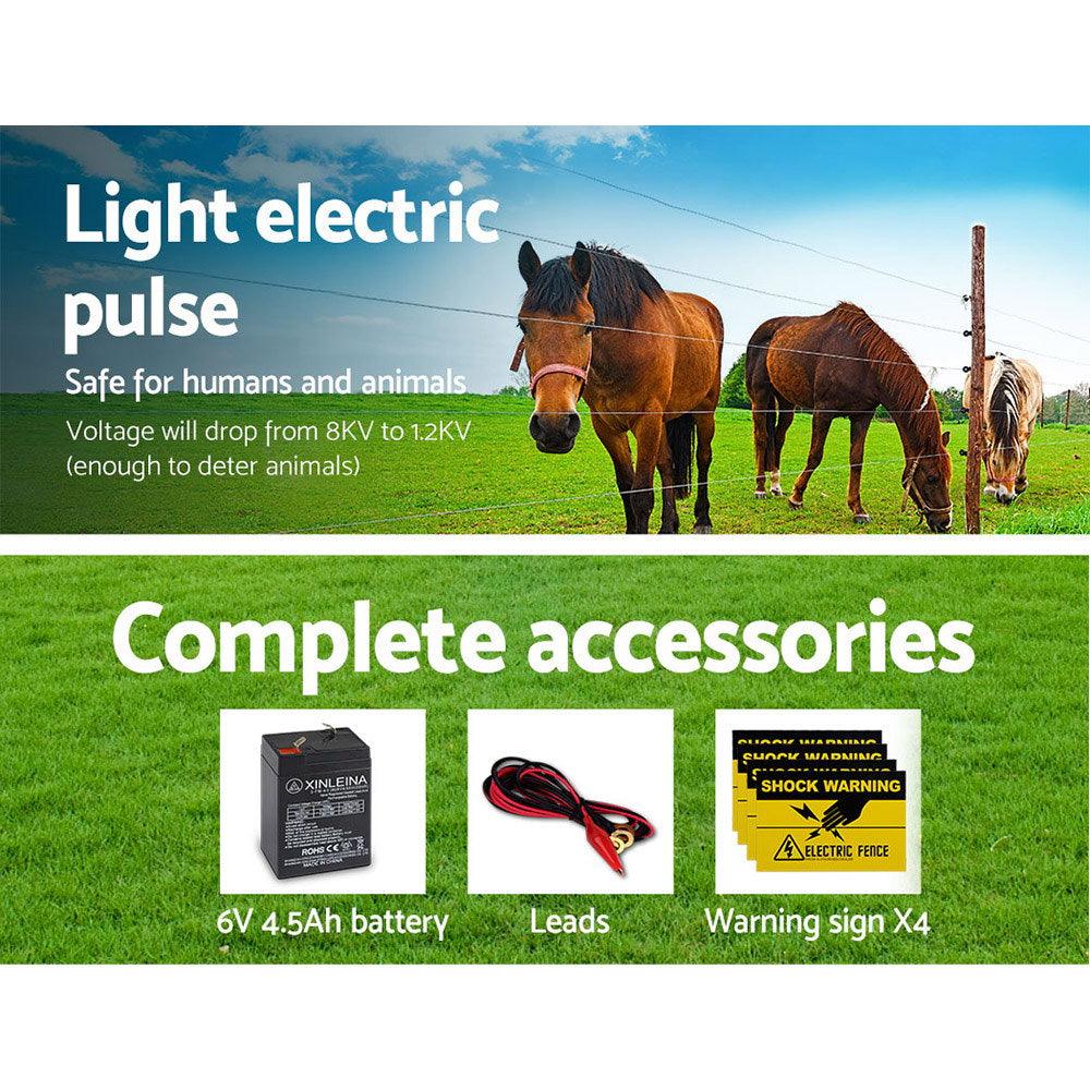 Buy Giantz Fence Energiser 5KM Solar Powered 0.15J Electric Fencing Charger discounted | Products On Sale Australia