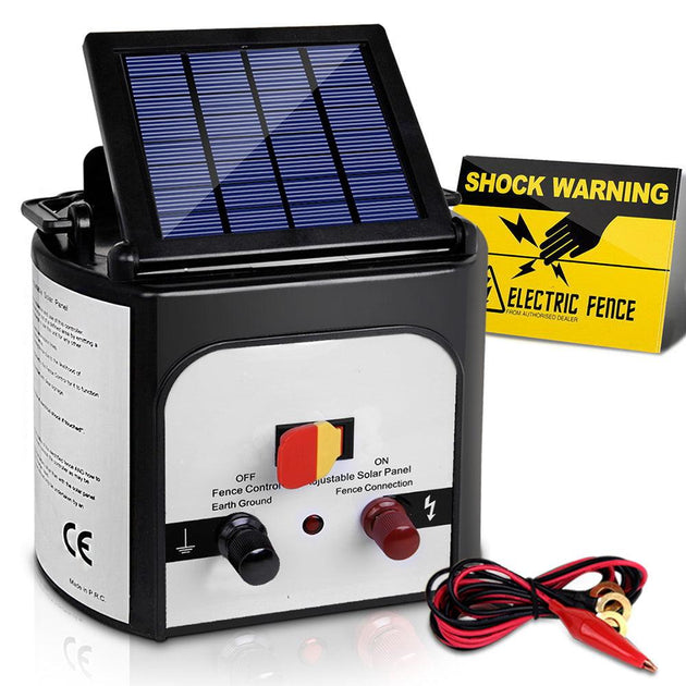 Buy Giantz Fence Energiser 8KM Solar Powered 0.3J Electric Fencing Charger discounted | Products On Sale Australia