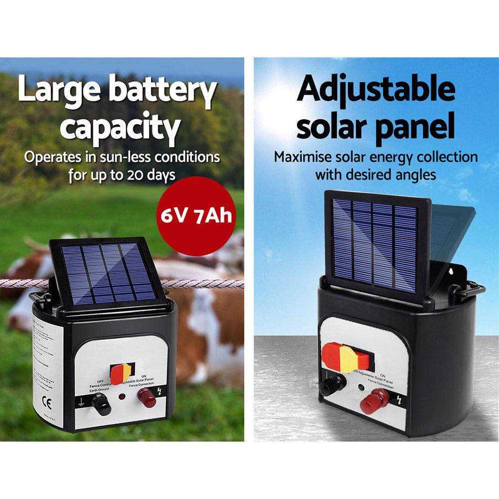 Buy Giantz Fence Energiser 8KM Solar Powered 0.3J Electric Fencing Charger discounted | Products On Sale Australia