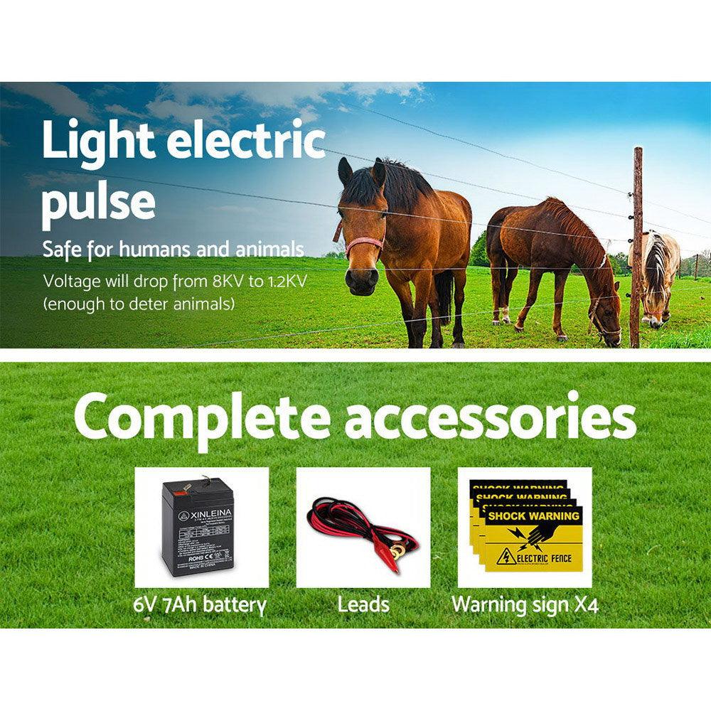 Buy Giantz Fence Energiser 8KM Solar Powered 0.3J Electric Fencing Charger discounted | Products On Sale Australia