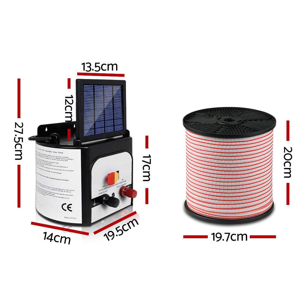 Buy Giantz Fence Energiser 8KM Solar Powered Electric 400M Poly Tape Insulator discounted | Products On Sale Australia