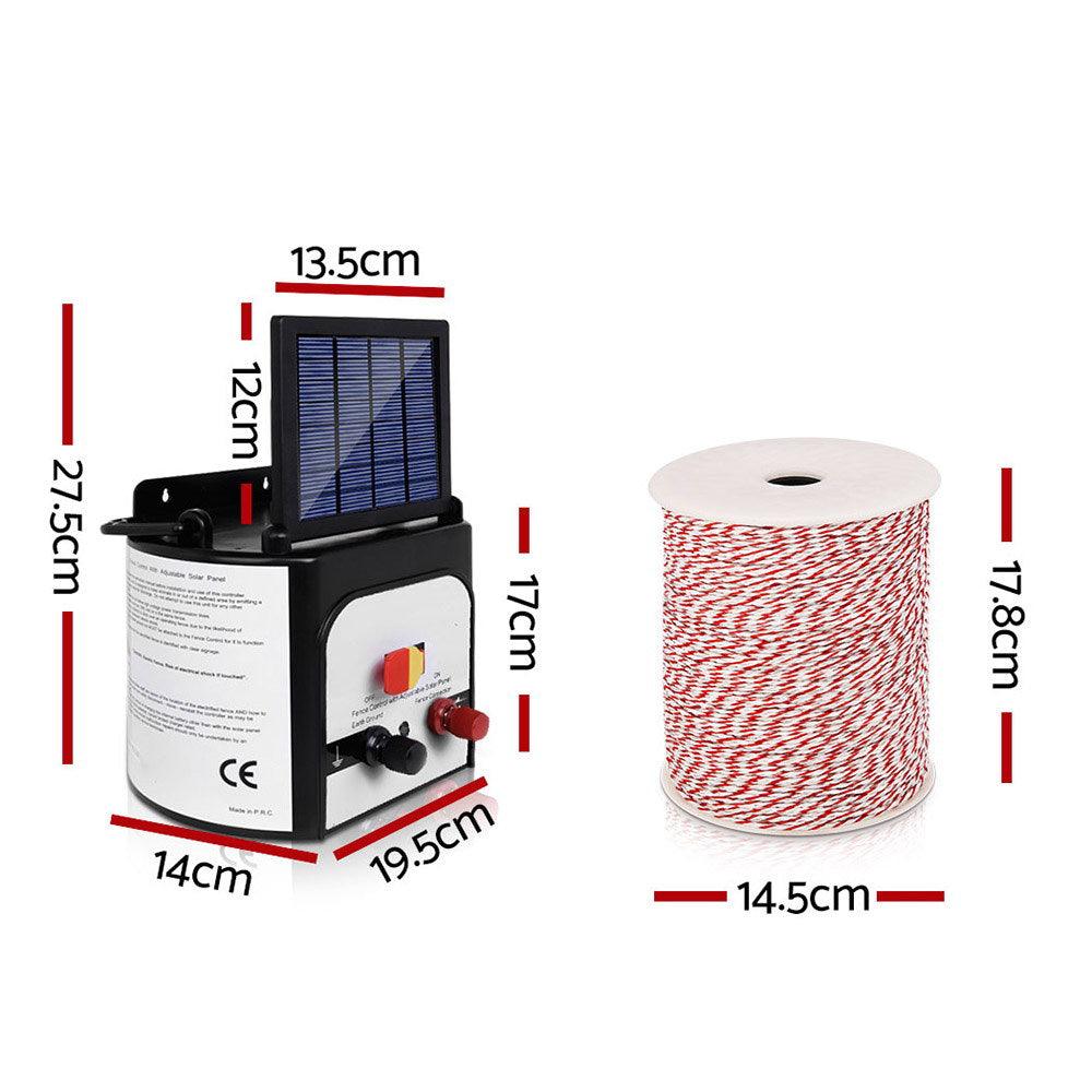 Buy Giantz Fence Energiser 8KM Solar Powered Electric 500M Poly Wire Insulator discounted | Products On Sale Australia