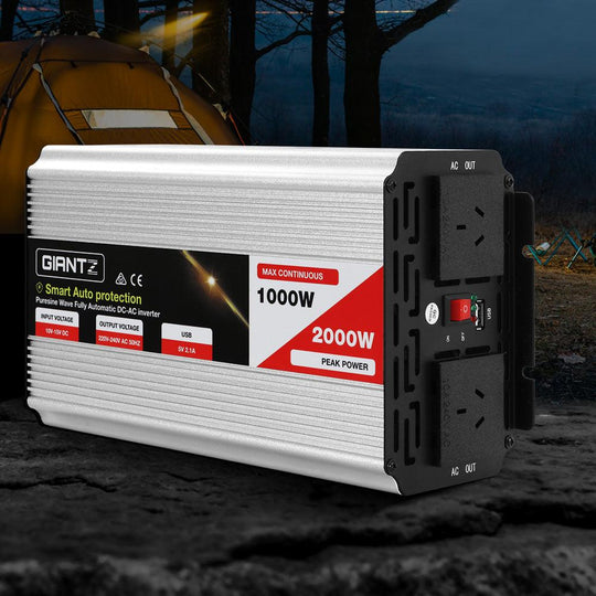 Buy Giantz Power Inverter 1000W or 2000W Pure Sine Wave 12V-240V Camping Boat Caravan discounted | Products On Sale Australia