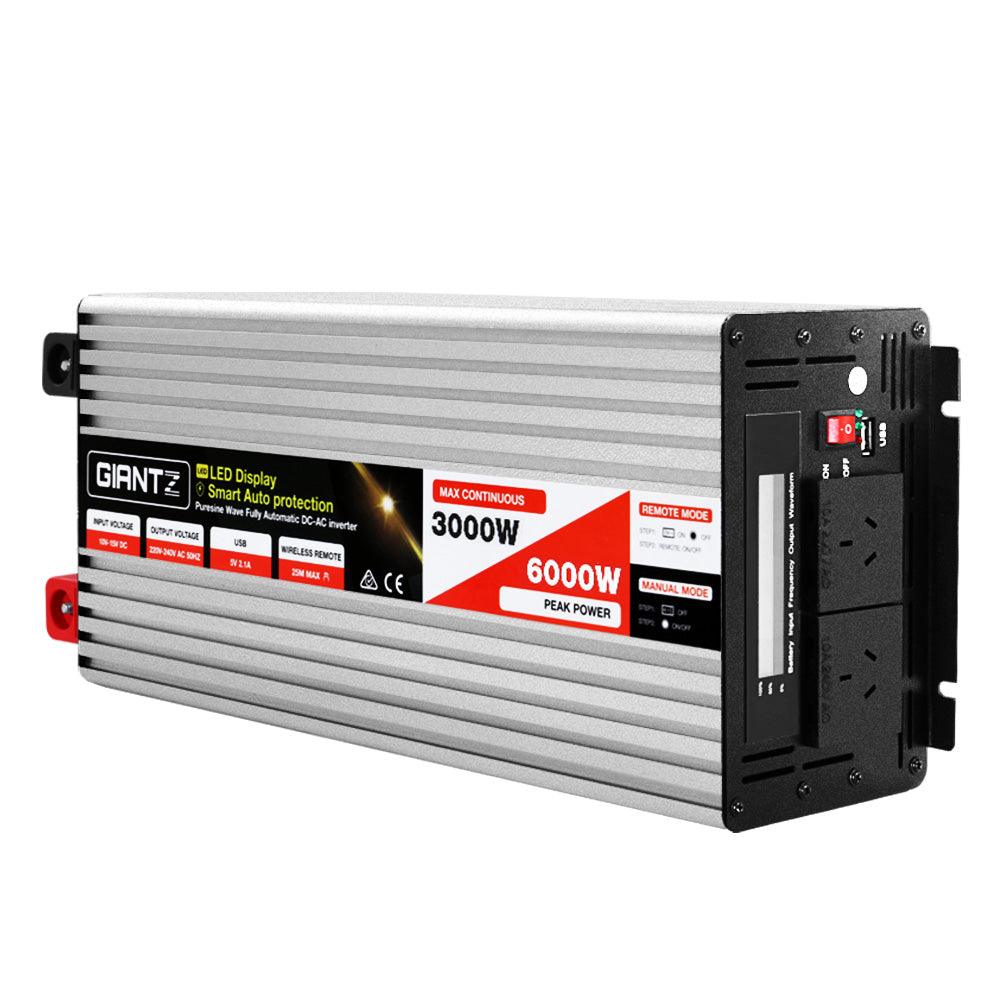 Buy Giantz Power Inverter 3000W or 6000W Pure Sine Wave 12V-240V Camping Boat Caravan discounted | Products On Sale Australia