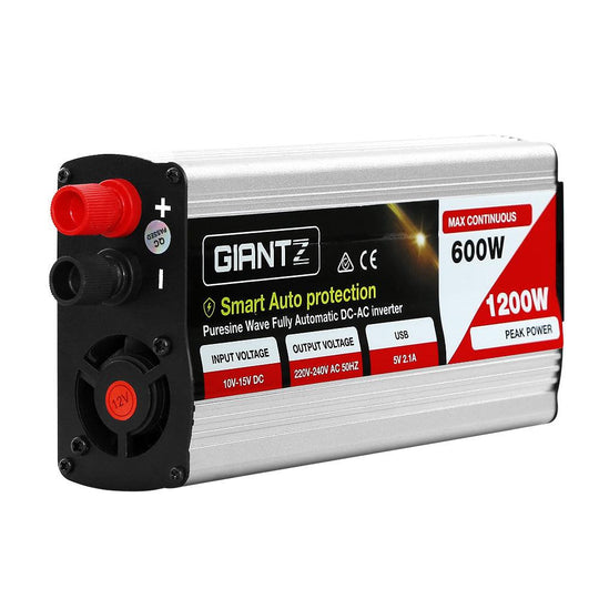 Buy Giantz Power Inverter 600W/1200W 12V to 240V Pure Sine Wave Camping Car Boat discounted | Products On Sale Australia