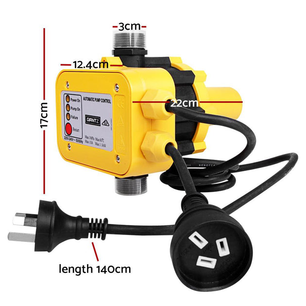 Buy Giantz Water Pressure Pump Controller Auto Switch Control Electric Electronic Yellow discounted | Products On Sale Australia