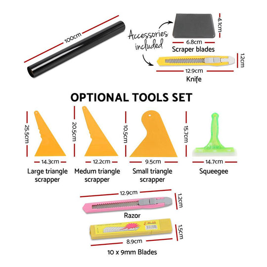 Buy Giantz Window Tint Film Black Roll 15% VLT Home 100cmX30m Tinting tools Kit discounted | Products On Sale Australia