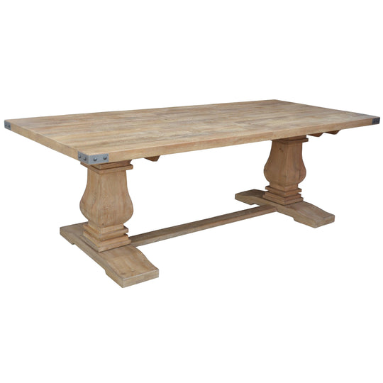 Buy Gloriosa Dining Table 230cm 8 Pax Pedestal Solid Mango Timber Wood - Honey Wash discounted | Products On Sale Australia