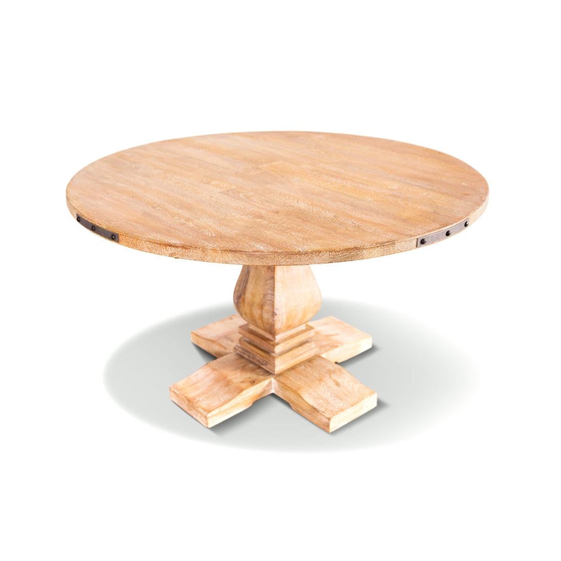 Buy Gloriosa Round Dining Table 135cm Pedestal Solid Mango Timber Wood - Honey Wash discounted | Products On Sale Australia