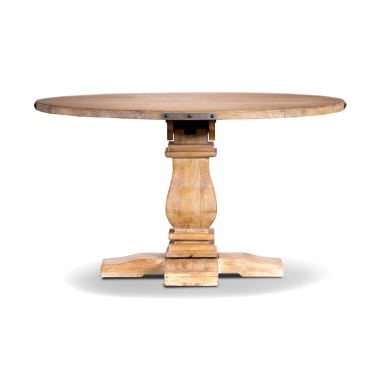 Buy Gloriosa Round Dining Table 135cm Pedestal Solid Mango Timber Wood - Honey Wash discounted | Products On Sale Australia