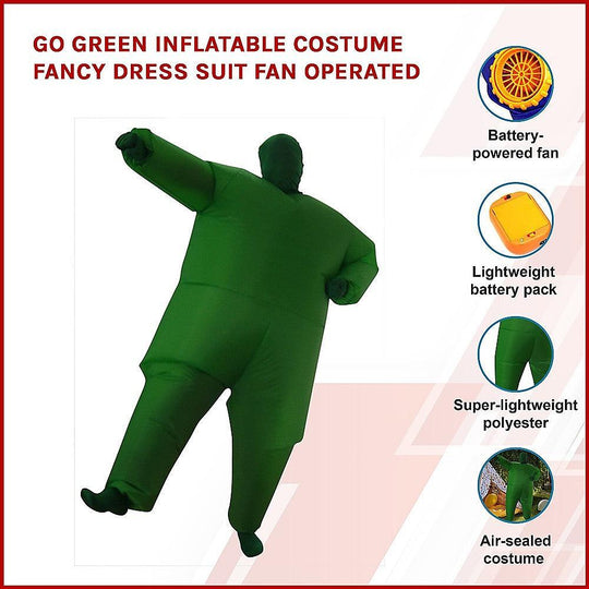 Buy Go Green Inflatable Costume Fancy Dress Suit Fan Operated discounted | Products On Sale Australia