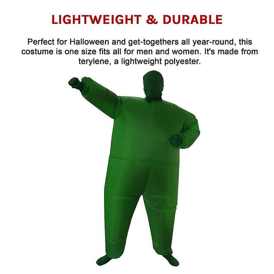 Buy Go Green Inflatable Costume Fancy Dress Suit Fan Operated discounted | Products On Sale Australia