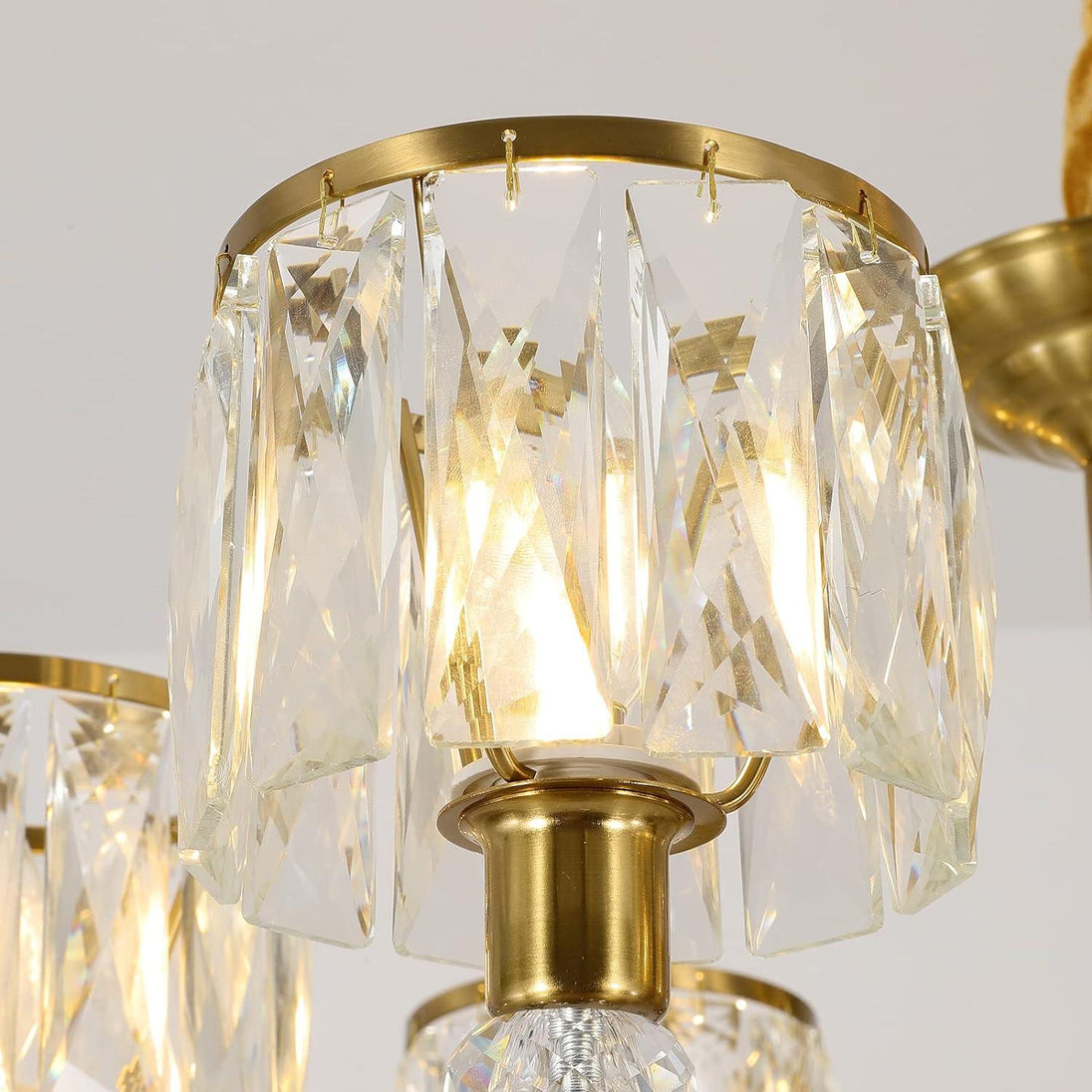 Buy Gold Chandelier, 6 Lights, Wagon Wheel Clear Crystal discounted | Products On Sale Australia