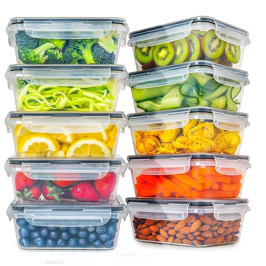 Buy GOMINIMO 10 Pack Rectangular Airtight Food Storage Container Set (Transparent and Black) discounted | Products On Sale Australia