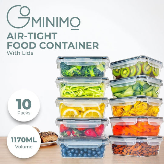 Buy GOMINIMO 10 Pack Rectangular Airtight Food Storage Container Set (Transparent and Black) discounted | Products On Sale Australia