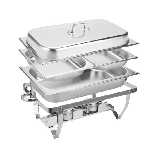 Buy GOMINIMO 9L Chafing Dish Stainless Steel Food Buffet Warmer Pan (2x4.5L Dual Trays) discounted | Products On Sale Australia