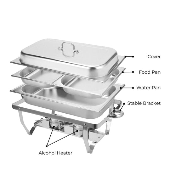 Buy GOMINIMO 9L Chafing Dish Stainless Steel Food Buffet Warmer Pan (2x4.5L Dual Trays) discounted | Products On Sale Australia