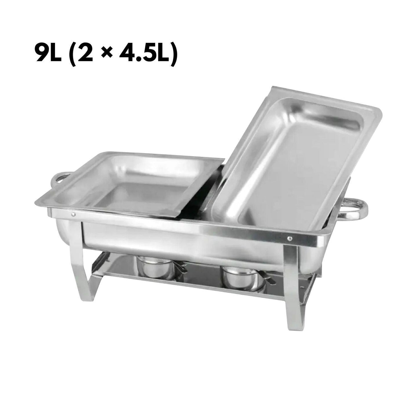 Buy GOMINIMO 9L Chafing Dish Stainless Steel Food Buffet Warmer Pan (2x4.5L Dual Trays) discounted | Products On Sale Australia