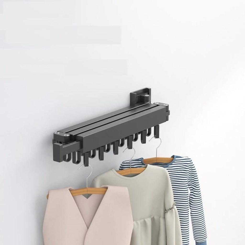 Buy GOMINIMO Wall Mount Tri-fold Clothes Rack Black discounted | Products On Sale Australia