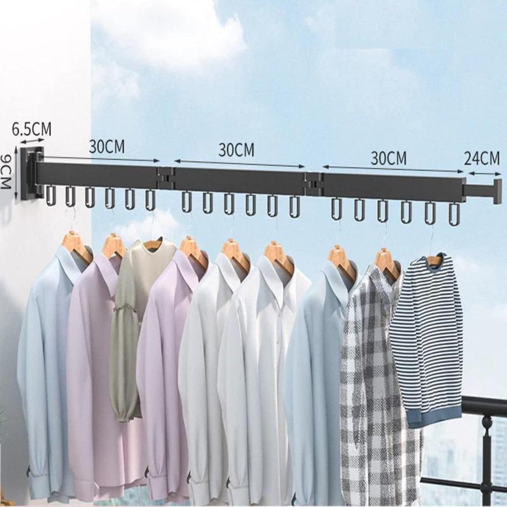 Buy GOMINIMO Wall Mount Tri-fold Clothes Rack Black discounted | Products On Sale Australia