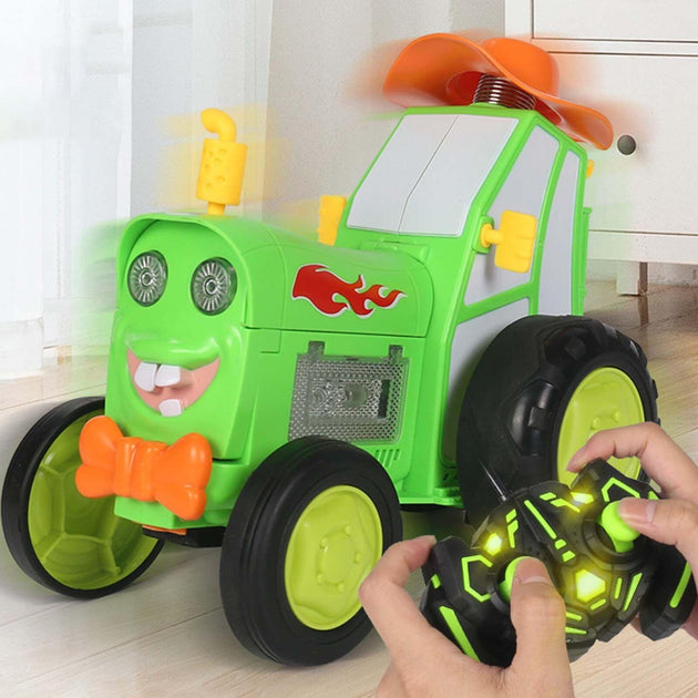 Buy Green 360 Rotating Crazy Jumping Car with Light Music Remote Control RC Stunt Car AU discounted | Products On Sale Australia