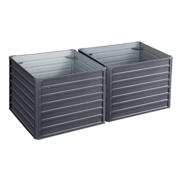 Buy Greenfingers 2x Garden Bed 100x100x77cm Planter Box Raised Container Galvanised discounted | Products On Sale Australia