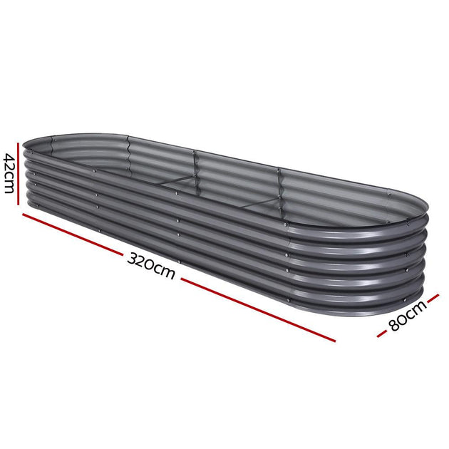 Buy Greenfingers Garden Bed 320X80X42cm Oval Planter Box Raised Container Galvanised discounted | Products On Sale Australia