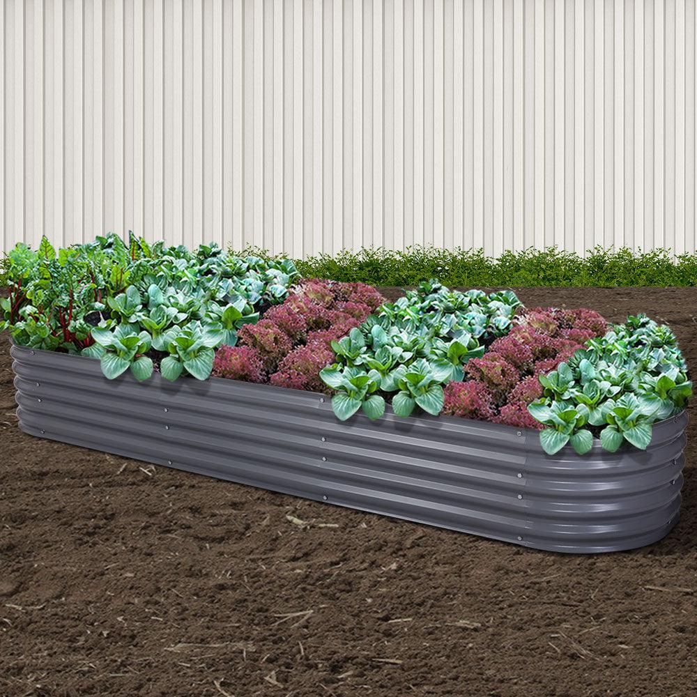 Buy Greenfingers Garden Bed 320X80X42cm Oval Planter Box Raised Container Galvanised discounted | Products On Sale Australia