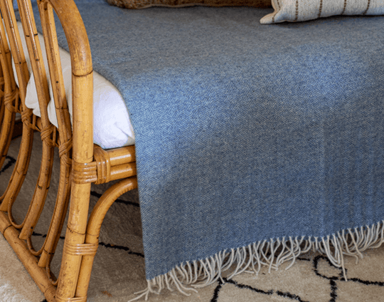 Buy Hampton Throw - Merino Wool Blend - Blue discounted | Products On Sale Australia