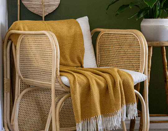 Buy Hampton Throw - Merino Wool Blend - Mustard discounted | Products On Sale Australia