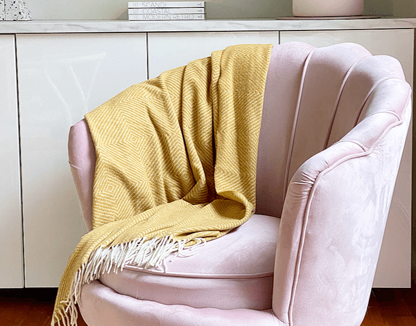 Buy Hampton Throw - Merino Wool Blend - Mustard discounted | Products On Sale Australia