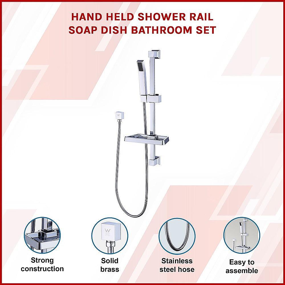 Buy Hand Held Shower Rail Soap Dish Bathroom Set discounted | Products On Sale Australia