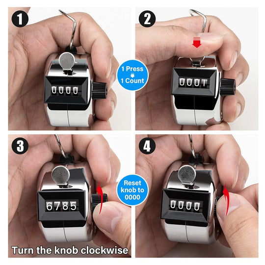 Buy Hand Tally Counter 4-Digit Lap Counters Clicker Pitch for Counting Knitting Coaching discounted | Products On Sale Australia