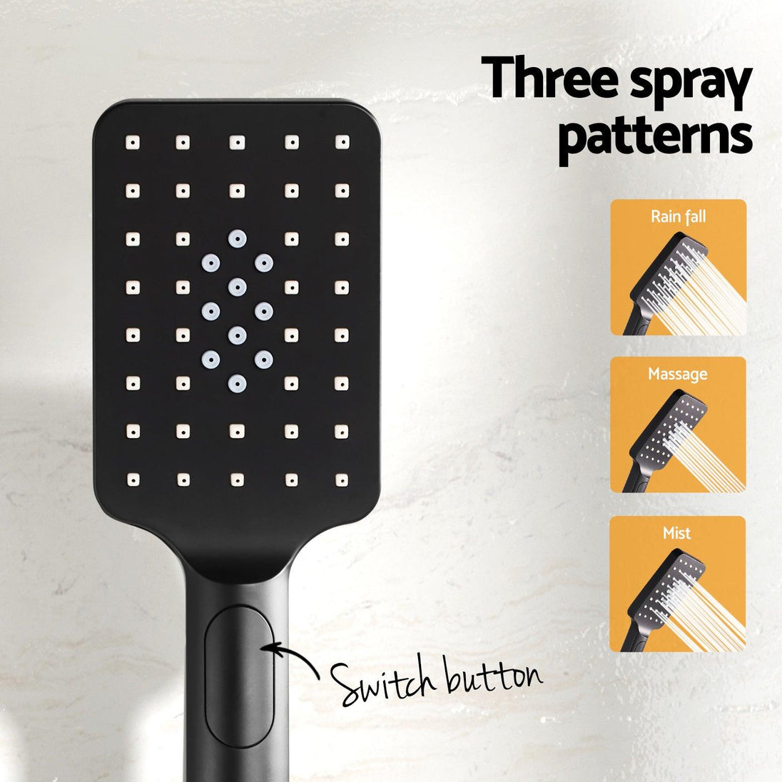 Buy Handheld Shower Head Holder 3.1'' High Pressure Black discounted | Products On Sale Australia