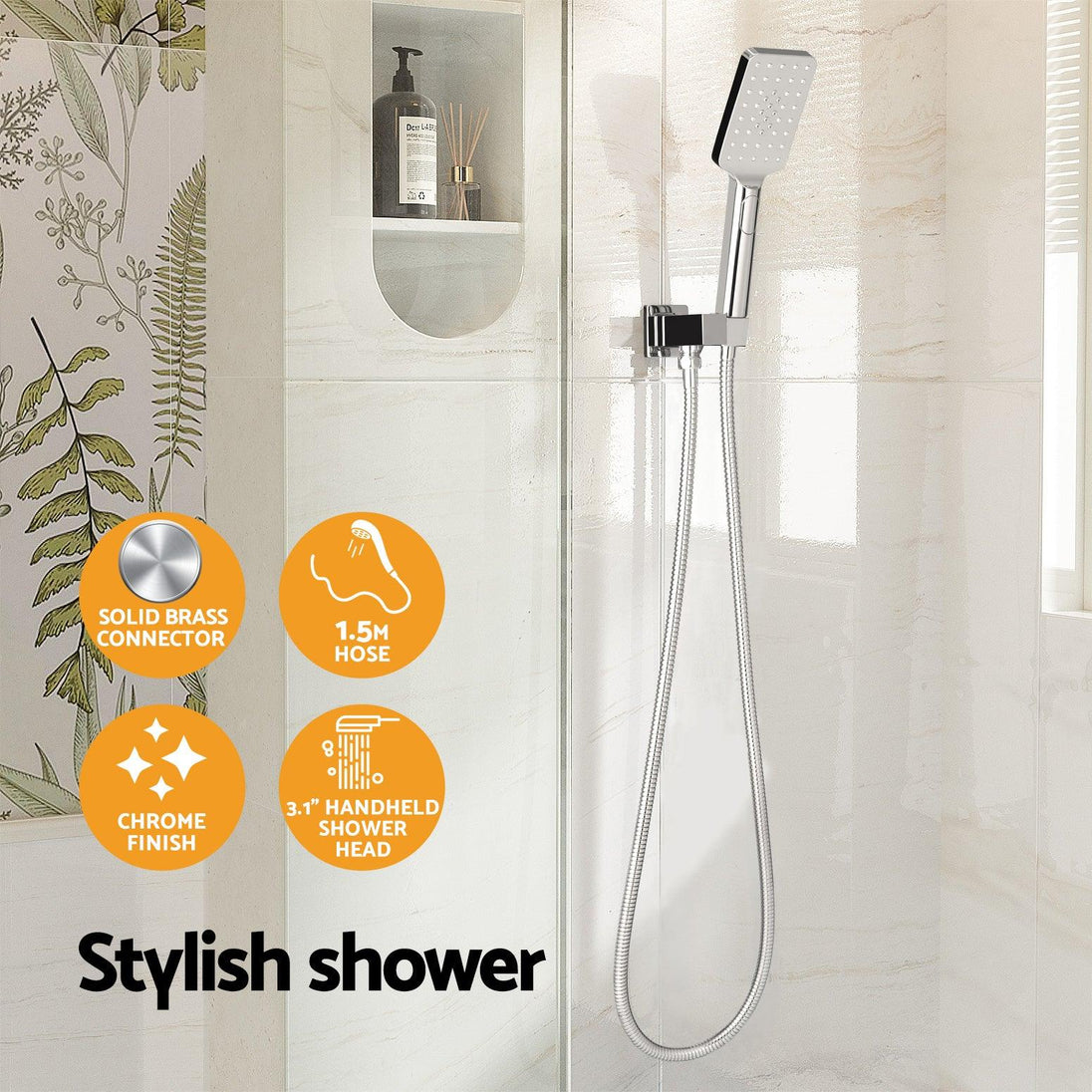 Buy Handheld Shower Head Holder 3.1'' High Pressure Silver discounted | Products On Sale Australia